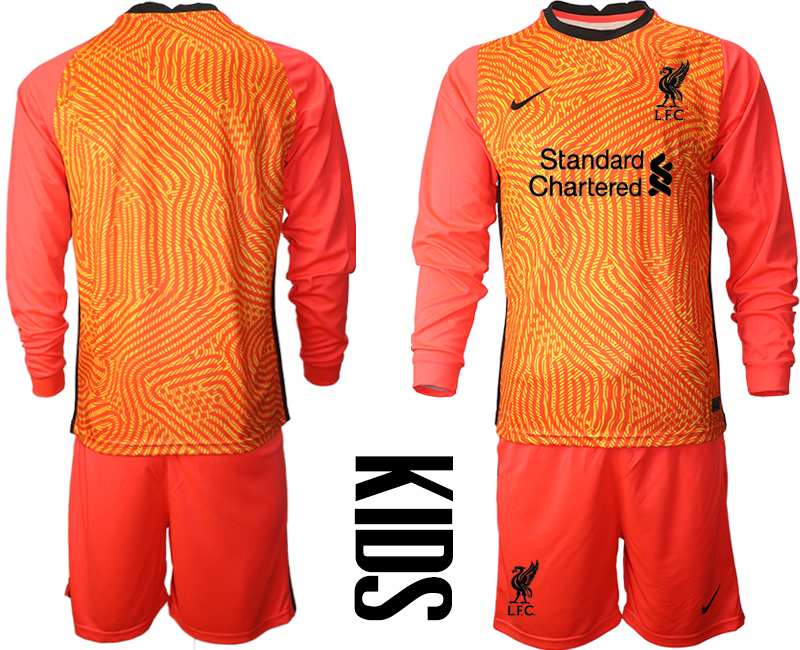 2021 Liverpool red goalkeeper long sleeve Youth soccer jerseys->youth soccer jersey->Youth Jersey